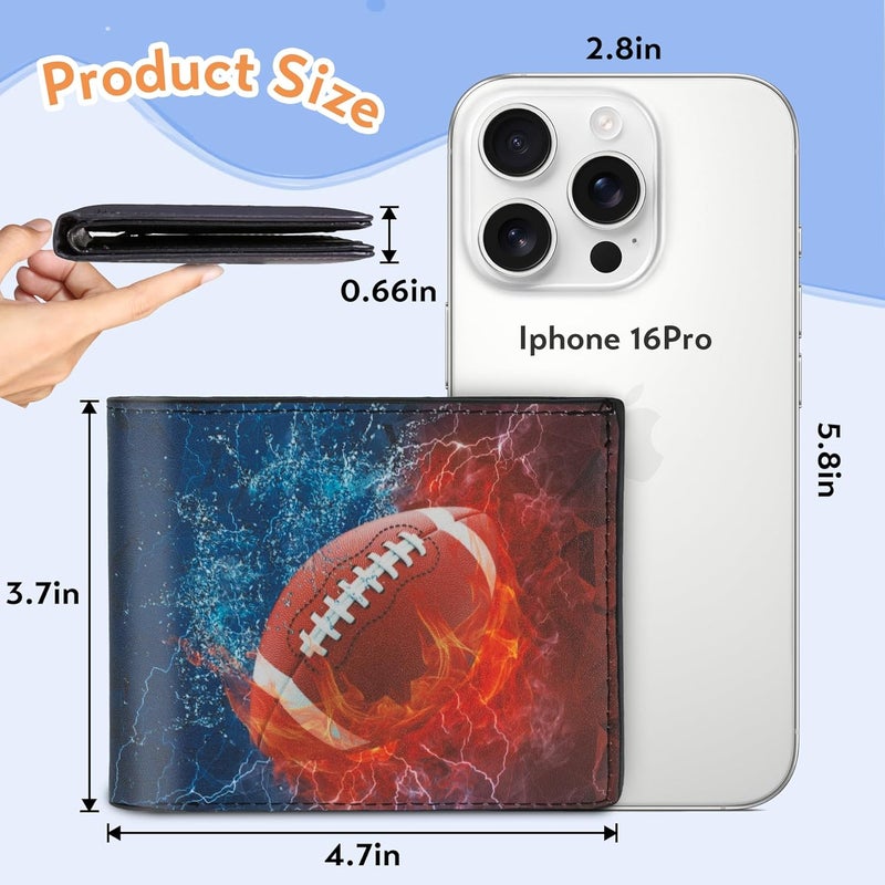 Fonwill Boys Wallet for Kids, Cool Football Bifold Rfid Blocking Leather Wallet 4 5 6 7 8 9 10 11 12 Ages, Novelty Kids Wallet with Zipper Coin Pocket for Boys Teen Girls Birthday Christmas Gifts - Image 5
